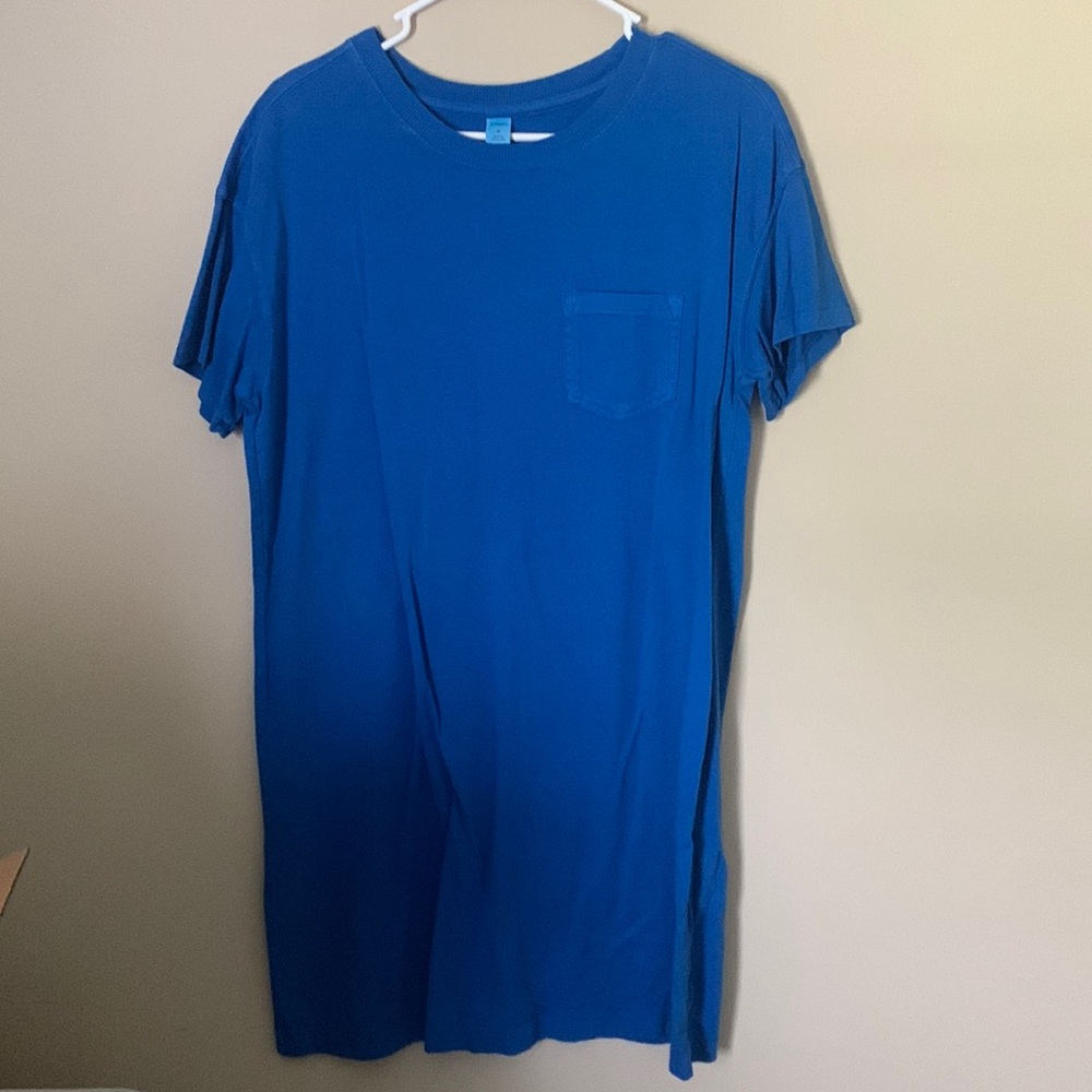 Blue Pocket Tshirt Dress
